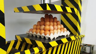 EXPERIMENT HYDRAULIC PRESS 100 TON vs 200 EGGS