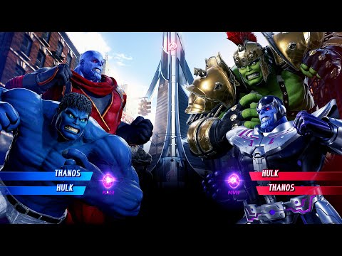 Thanos & Blue Hulk vs Gladiator Hulk & Thanos (Very Hard) - Marvel vs Capcom | 4K UHD Gameplay