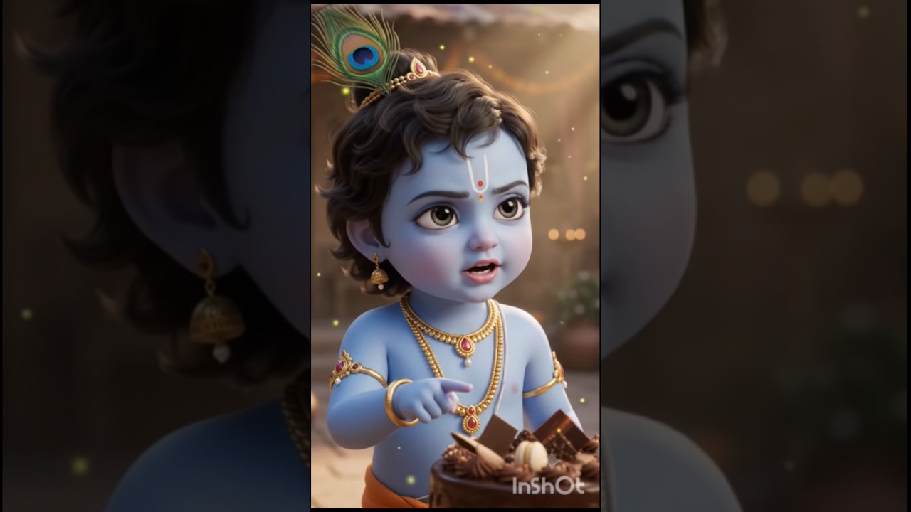 जब नन्हे कान्हा ने केक देखकर कर दी ऐसी ज़िद! 😂💙 | Cute Bal Krishna Story #shorts #krishna