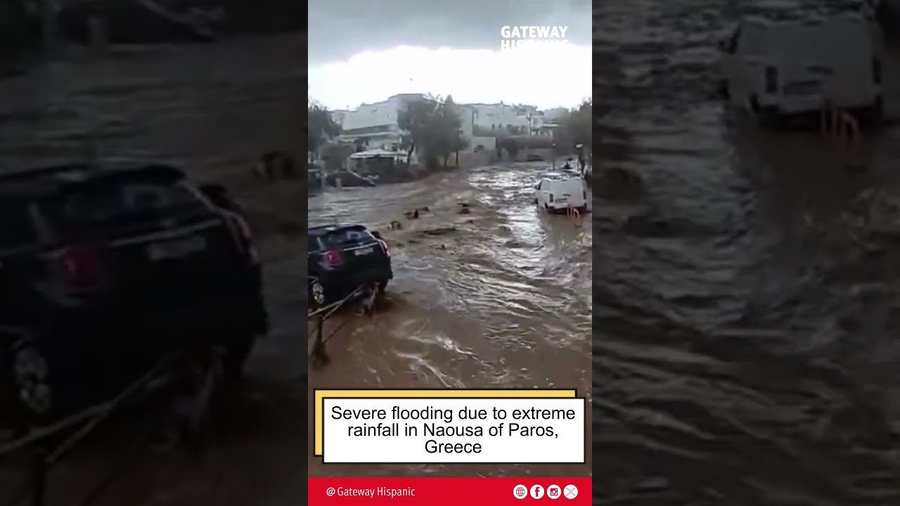 Severe flooding due to extreme rainfall in Naousa of Paros, Greece