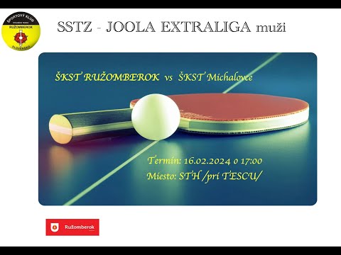 Stôl č.1, EXTRALIGA Muži, ŠKST Ružomberok - ŠKST Michalovce , 16.2.2024 o 17:00