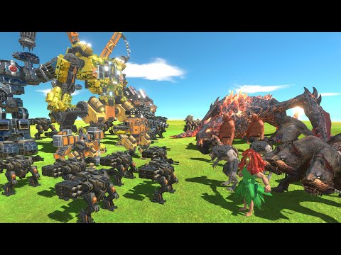 Robot Team VS Mythical Creatures Team - Animal Revolt Battle Simulator