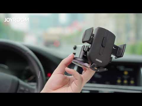 Video Joyroom držák telefonu do auta s teleskopickým výsuvným ramenem na palubní desku a čelní sklo černý (JR-OK3)