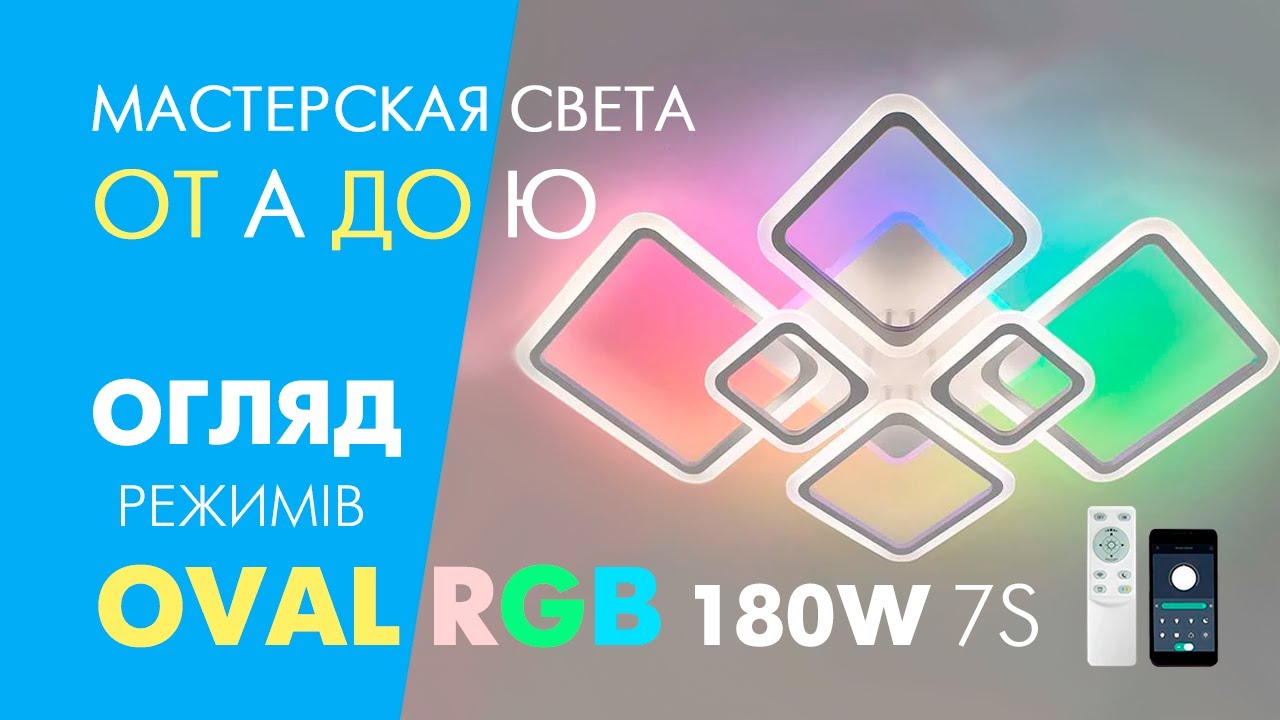 Люстра світлодіодна біла з пультом та додатком для телефону OVAL RGB 120W