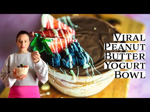 Viral High Protein Peanut Butter Yogurt Bowl with Chocolate Shell |Must-Try Recipe!