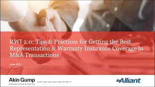 RWI 2.0: Tips for Getting the Best Representation & Warranty Insurance