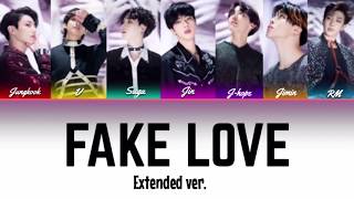 BTS - &#39;FAKE LOVE&#39; (Extended ver.) Color coded Lyrics (ENG / ROM / HAN)