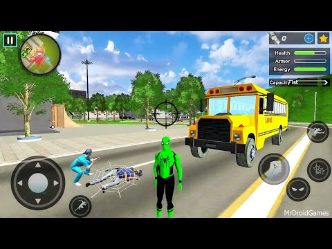 School Bus at Vegas City - Spider Rope Hero Ninja Gangster Crime - Android Gameplay