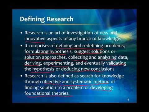 Research Methodology; Lecture 1 (MiniCourse)