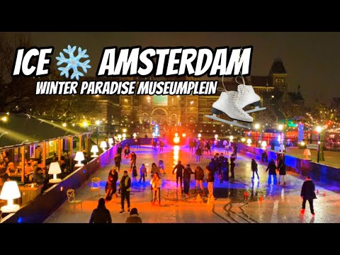 ICE❄️ AMSTERDAM IS BACK! | The Cozy Skating Rink in MUSEUMPLEIN, Netherlands 🇳🇱