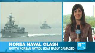 North Korean Naval Clash: a boat badly damaged