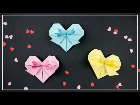 Origami Herz mit Schleife basteln | tolle DIY Geschenkidee