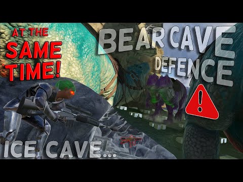 Defending My Bear Cave And Ice Cave AT THE SAME TIME! ARK MTS Chapter 2