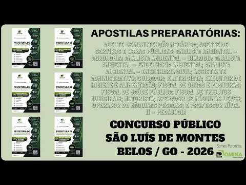 Apostilas Concurso Prefeitura de São Luís de Montes Belos / GO - 2026, Diversos Cargos