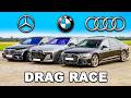 BMW 7 Series v S-Class v A8: DRAG RACE