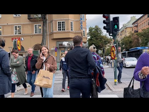 Walking in Stockholm: Odenplan/Urban Life, People, Café.
