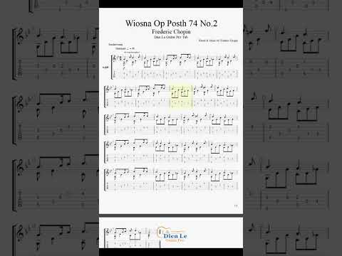 Frederic Chopin - Wiosna Op Posth 74 No.2 for Guitar #classicalguitar #guitartutorial  #guitartabs