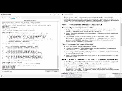 2.2.5.5 Packet Tracer - Configuring Floating Static Routes | español