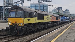 Colas Rail 66850 + 66848 departing Cardiff Central on 27th September 2025