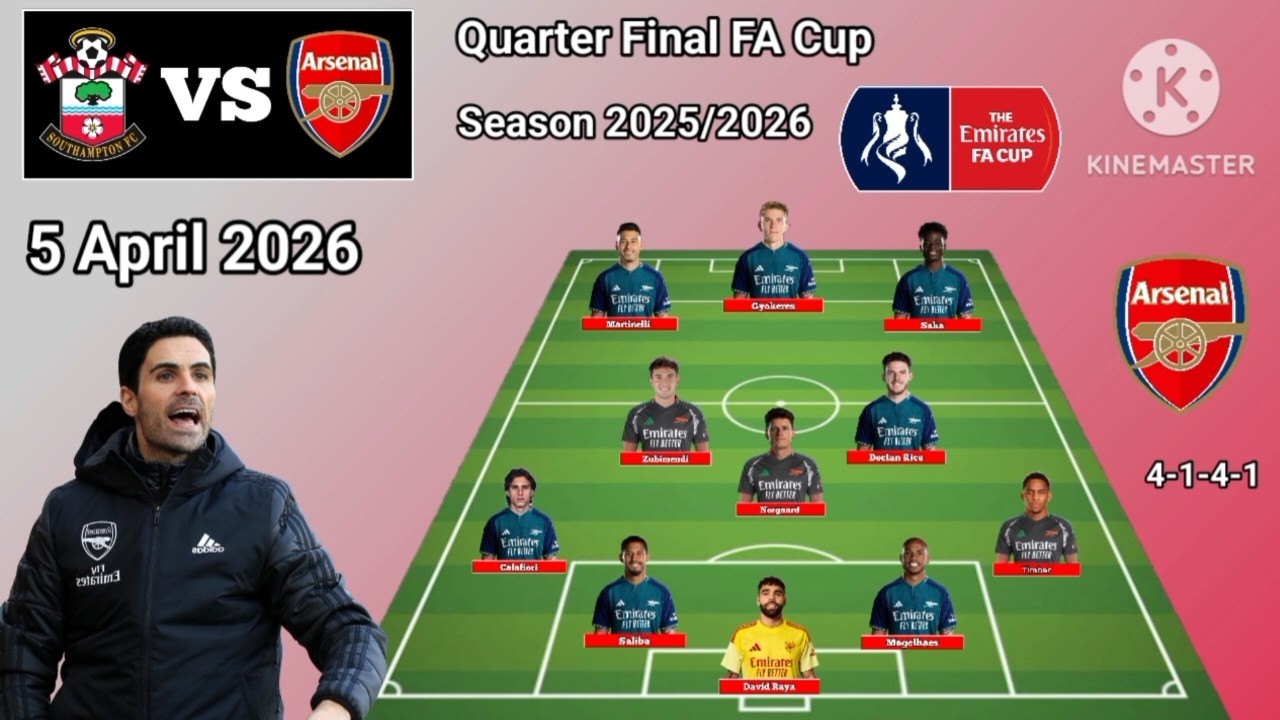 Southampton vs Arsenal ~ Potential Line Up Arsenal Quarter Final FA Cup Season 2025/2026