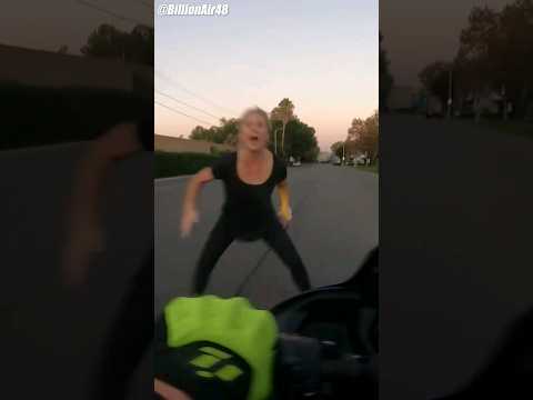 Karen Breaks Ankle Trying To Stop a Motorcycle