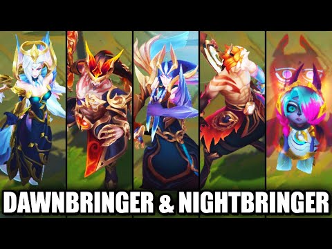 All New Nightbringer & Dawnbringer Skins Spotlight 2021 Yone Vex Kayn Morgana Lillia Tryndamere