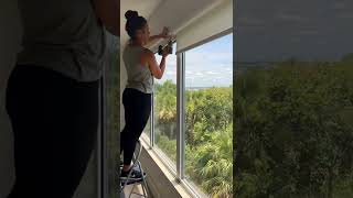 Adding battery packs to the motorized solar shades from blindsgalore! look at that sunset!!!