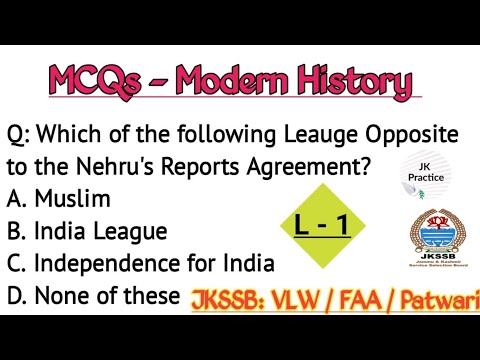 MCQs- Modern History of India Jkssb VLW #jkssbvlw