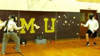 preview picture of video 'Epee Demo - Miller vs O'Brien MU Fencing Practice'