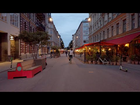 Evening walk in Stockholm: Nybrogatan - All the way to Stadion, Svea Tower (Street sounds, 4K 60fps)