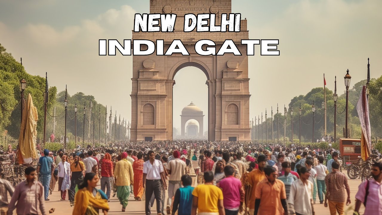 Immersive street-level walking tour through New Delhi India Gate - k HDR, India, showcasing authentic urban landscapes, local architecture, and the vibrant atmosphere of the city's neighborhoods