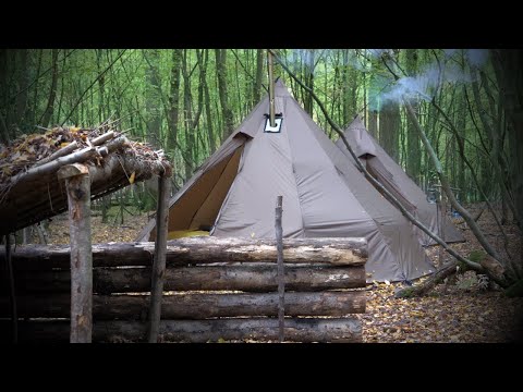 4 Days Hot Tent Camping - Carving - Bushcraft - Campfire Cooking & GAW
