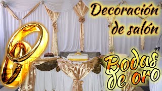 Decoración de SALONES de FIESTAS - BODAS de ORO, cómo se decoró el aniversario 50