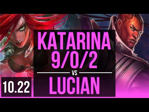 KATARINA vs LUCIAN (MID) | 9/0/2, 3.0M mastery, 800+ games, Legendary | BR Grandmaster | v10.22