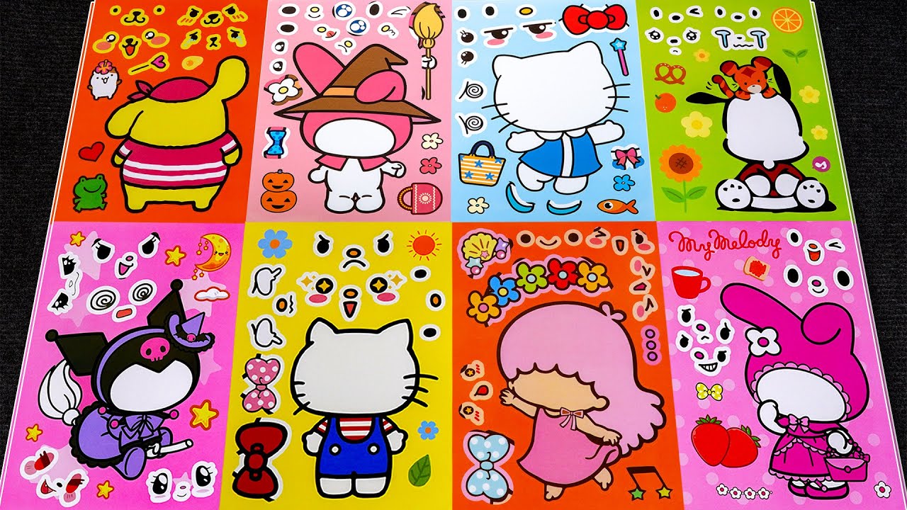 [✨paper diy✨] Decorating with Sticker Book Hello Kitty, Kuromi &  Melody #asmr #stickers #sanrio