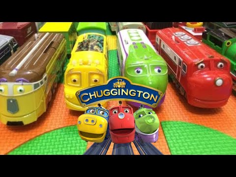 【trem brinquedo movido】14 trens Chuggington com Inglês Crianças Canções (01041 z pt)