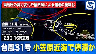 【台風31号 2026】非常に強い台風31号 小笠原近海で停滞か（28日16時更新