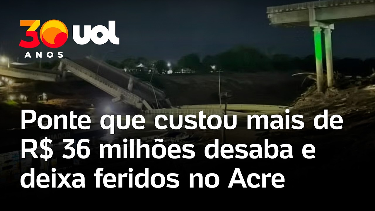 Ponte Frei Paolino Baldassari desaba e deixa feridos no Acre; veja o momento em que a estrutura cai