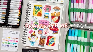 🪸 trying out new ohuhu acrylic paint markers! 🏝️🫧 drawing spongebob themed illustrations 🦀