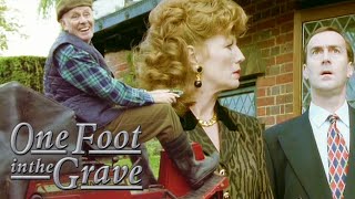 Victor Crashes A Lawnmower Whilst Under The Influence | One Foot In The Grave | BBC Comedy Greats