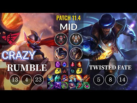 RW Crazy Rumble vs Twisted Fate Mid - KR Patch 11.4