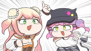 【手描き】ねねトワのハイテンションあっち向いてホイ 【桃鈴ねね/常闇トワ/切り抜き/hololive/エビフライ】