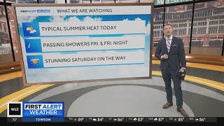 Seasonal heat in Maryland Thursday, passing showers Friday evening