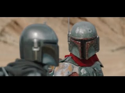 Mando hits Cobb Vanth's jetpack (nod to Sarlacc scene from ROTJ) The Mandalorian season 2 episode 1