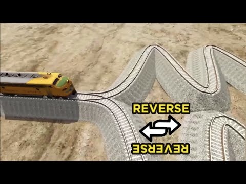 Weird Overlapping Curved Rail Tracks Crossover Vs Trains Crossing in Reverse | BeamNG.Drive