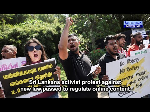 Sri Lankans activist protest against new law passed to regulate online content