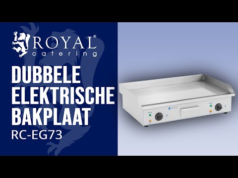 Video - Dubbele elektrische bakplaat - 73 cm - Royal Catering - glad - 2 x 2200 W