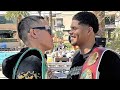 SHAKUR STEVENSON SMILES AT OSCAR VALDEZ IN FIRST FACE OFF! BOTH FIGHTERS SIZE EACH OTHER UP IN VEGAS