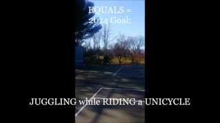 preview picture of video '2014 goal riding unicycle while juggling'
