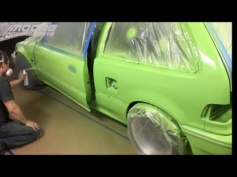 Spray can paint job using Krylon Jungle green.